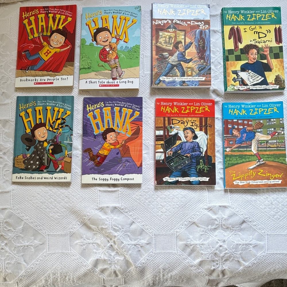 “Here’s Hank” and “Hank Zipzer” book sets by Henry Winkler - 8 volumes